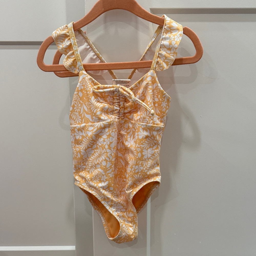 Kids Yellow Floral One-Piece Swimsuit